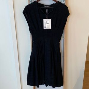CHANEL Black Tweed Toile Zip Up Dress